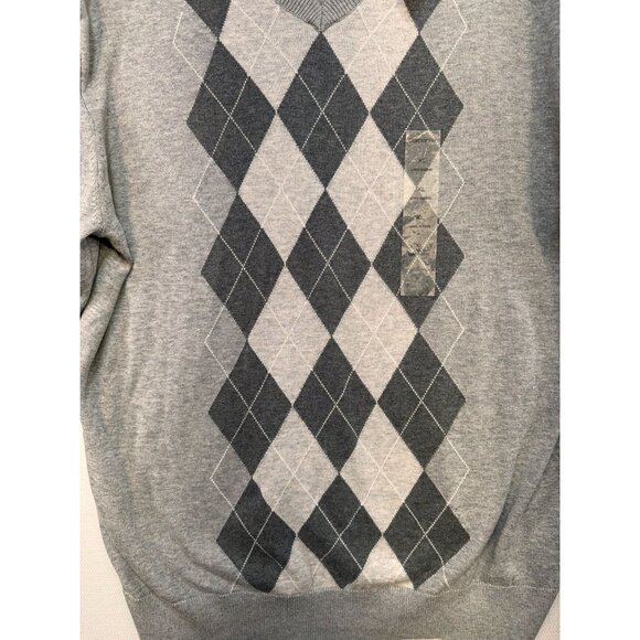 Claiborne Mens V-Neck Sweater XL Grey Argyle - Picture 5 of 8
